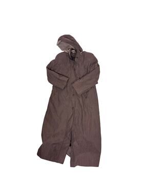Vintage Brown Long Raincoat Womens Size 8 Extra Long Trench Style Waterproof
